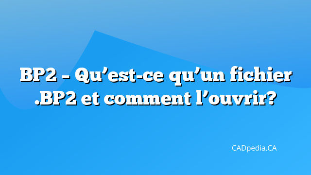 BP2 – Qu’est-ce qu’un fichier .BP2 et comment l’ouvrir? | CADpedia.CA